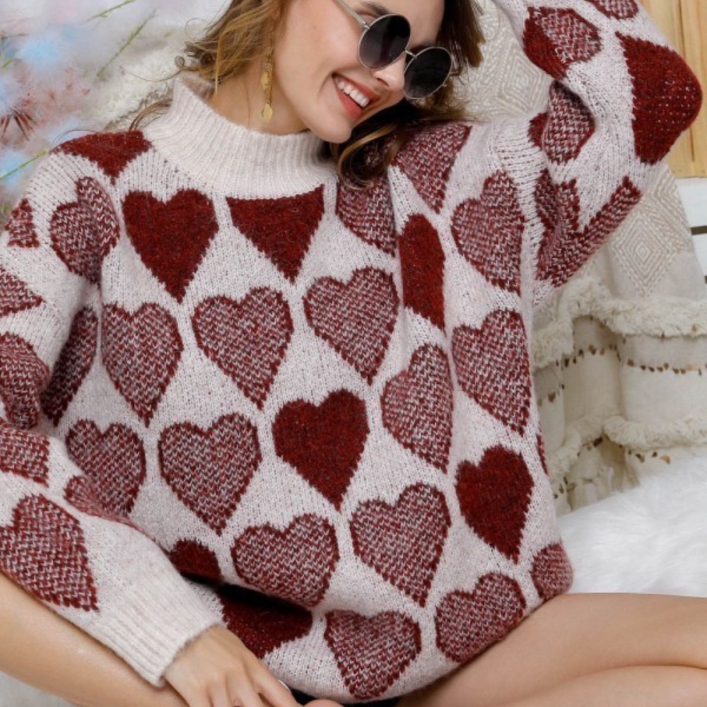 Red Hearts Valentine's Day Sweater - Picture 2 of 7